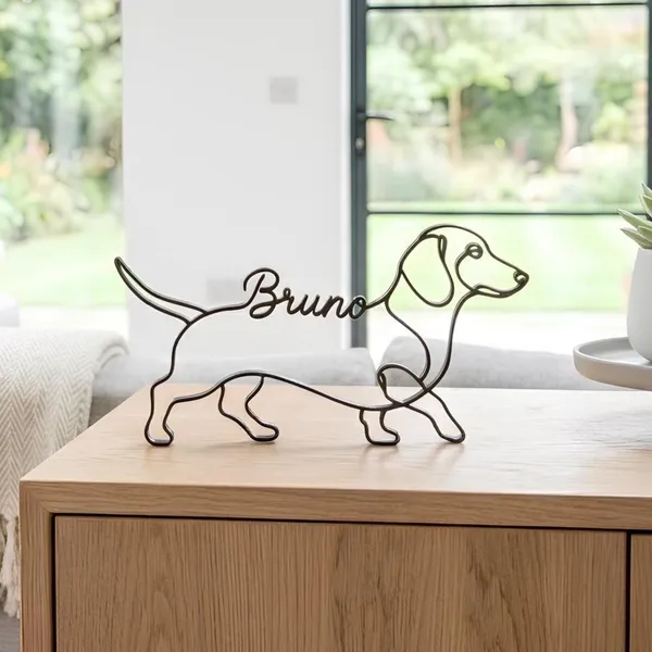 Dackel Figur One Line Art Personalisiert