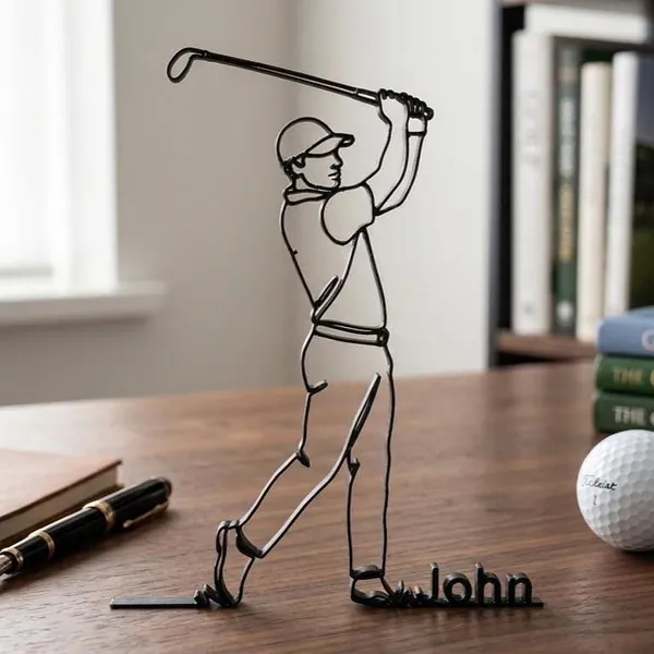 Golfer Figur One Line Art Personalisiert