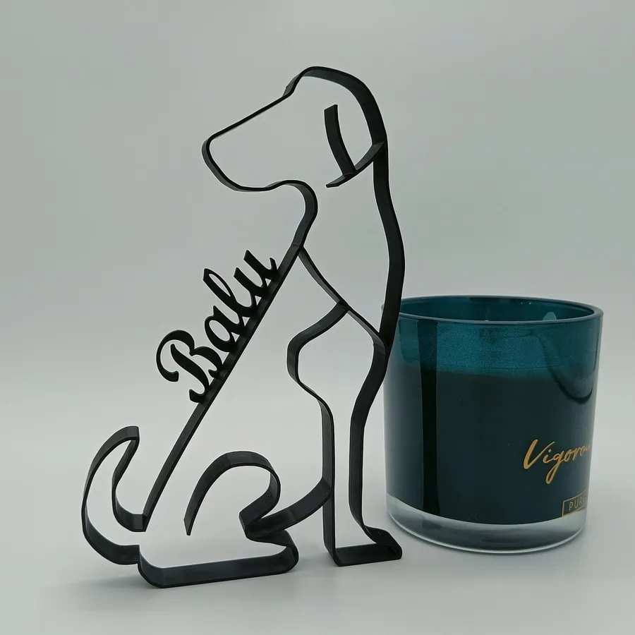 Hund Figur One Line Art Personalisiert