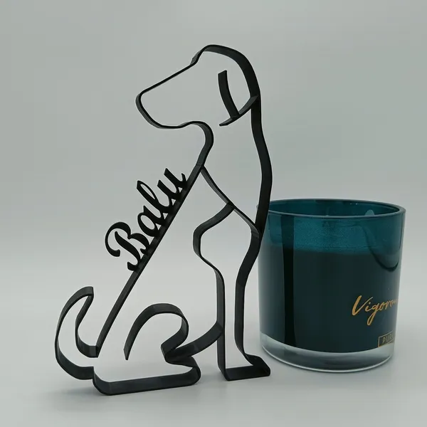 Hund Figur One Line Art Personalisiert
