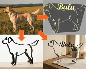 Hund Line Art Figur personalisiert – Ansicht 2