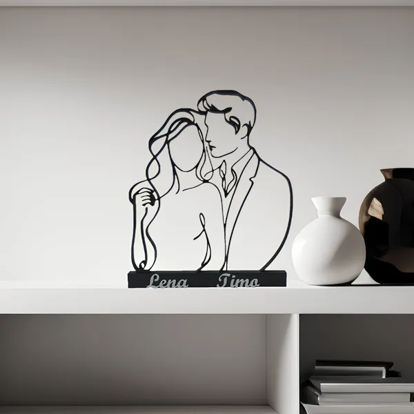 Paar Figur One Line Art Personalisiert