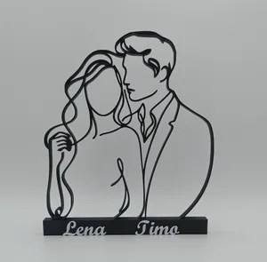 Paar Figur One Line Art Personalisiert – Ansicht 2