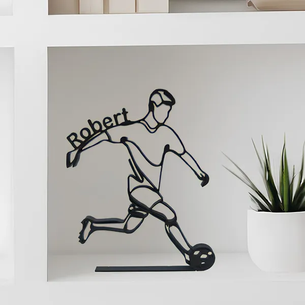 Personalisierte Fußballer Figur One Line Art