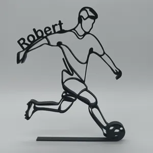 Personalisierte Fußballer Figur One Line Art – Ansicht 2