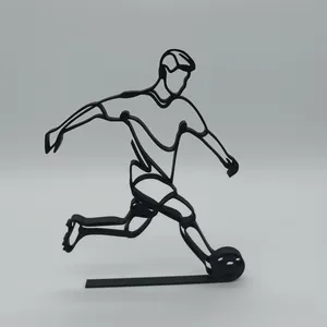 Personalisierte Fußballer Figur One Line Art – Ansicht 3