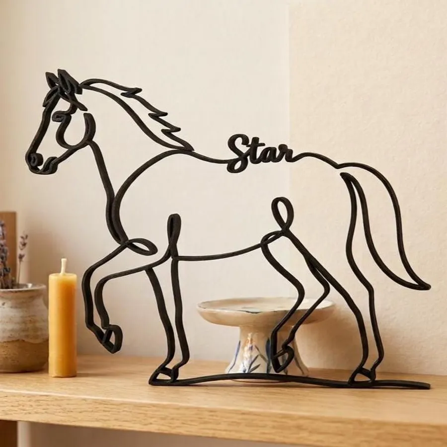 Pferd Figur One Line Art Personalisiert